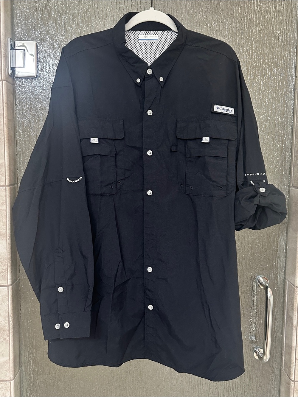 Columbia Black PFG Performance Fishing Shirt